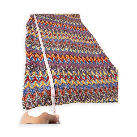 Vintage Y2K Eye Candy Zigzag Multicolor Knit Midi Dress With Red Spaghetti Strap - Picture 11 of 11